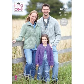 King Cole 5957 Adult Child Aran Cardigan Knitting Pattern