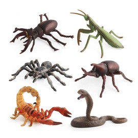 Odowalker 6pcs Lifelike Assorted Insects Model Bug Figures Plastic Insects for Children Education Insect Themed Party