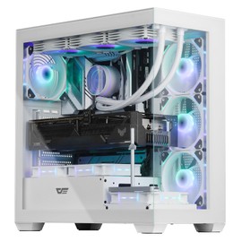 darkFlash ATX Mid-Tower PC Case, Pre-Install 4 PWM ARGB Fans Computer Case, Full View Dual Tempered Glass Gaming PC Case, Type C Port, Supports up to 360mm Water Cooling Radiator,White(DS900)