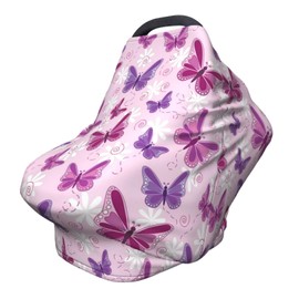 Cute Butterfly Baby Stuff Car Seat Covers Baby Multi-Use Car Seat Canopy Carrier Cover, Breathable Breastfeeding Cover Boys & Girls
