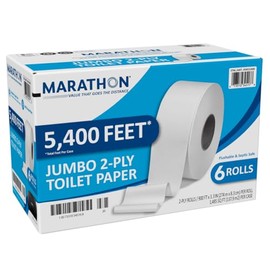 Marathon Bath Tissue, Jumbo Roll, 2-Ply, 3.3" x 900', 6 ct