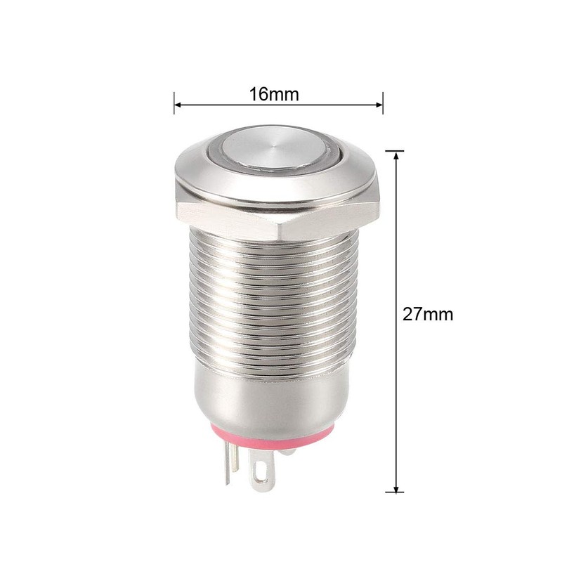 sourcing map Latching Metal Push Button Switch 12mm Mounting Dia