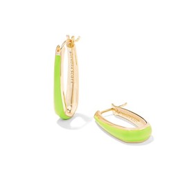Kendra Scott Women's Kelsey Hoop Earrings Gold Chartreuse Enamel OS