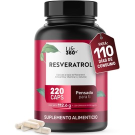 LIFE 360 Resveratrol  Antioxidante  220 cápsulas  1024mg por porción