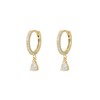 CZ Pear Drop Hoop Earrings (Gold)