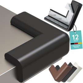 Eckenschutz Kantenschutz Baby - 12 Stück extra weiche Schaumstoff Tischkantenschutz Ecken für Kinder - Selbstklebender Tischeckenschutz Baby, Kantenschutz (Schwarz)