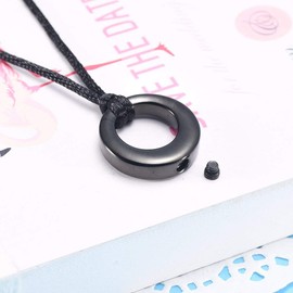 Circle of Life Cremation Jewelry Stainless Steel Memorial Urn Keepsake Necklace(Black)