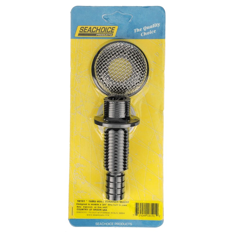 Seachoice Thru-Hull Strainer Mount with Aerator Screen, Fits 3/4 in.