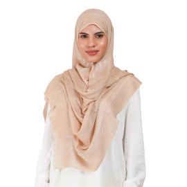 Cape Merino Scarf Shawl Hijab Modal Shiny Headcover Neckwear Lightweight Viscose Breathable Sequin Sparkle Shimmer Wrap Glitter (Pack of 1, Wheat Brown)