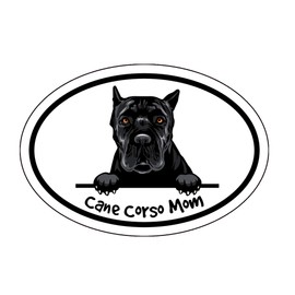 WickedGoodz Oval Cane Corso Mom Decal - Cane Corso Dog Breed Bumper Sticker - for Laptops Tumblers Windows Cars Trucks Walls