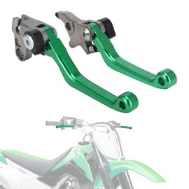 IUVWISN Motorcycle Brake Clutch Lever Pivot Levers Set Adjustable CNC for KLX 140 KLX140 08-21 KLX300R 20-24 KLX140L 08-20 KLX140G 2017-2020 KLX140R KLX140RF 2021-2024 Dirt Pit Bike Green