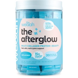 Wellah The Afterglow Multi Collagen Protein + Beauty Unflavored (20 Stickpacks) - 15G Collagen Complex Per Serving