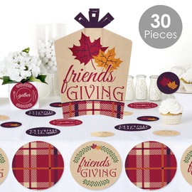 Big Dot of Happiness Friends Thanksgiving Feast - Friendsgiving Decor and Confetti - Terrific Table Centerpiece Kit - Set of 30