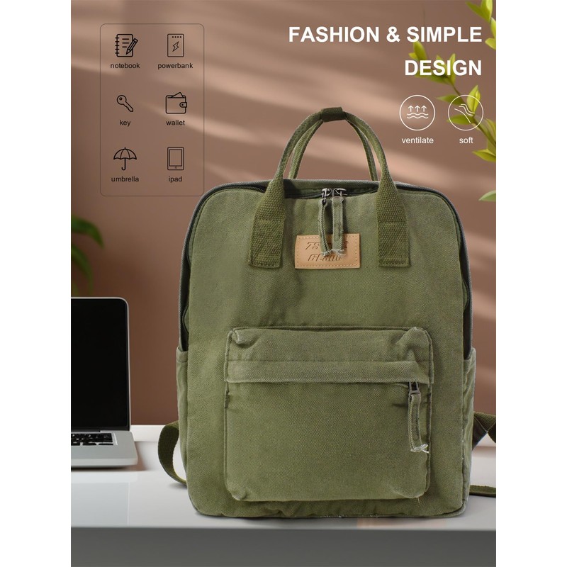 TeeYee Canvas Backpack Women's Backpack with Handle Large Capacity Girls