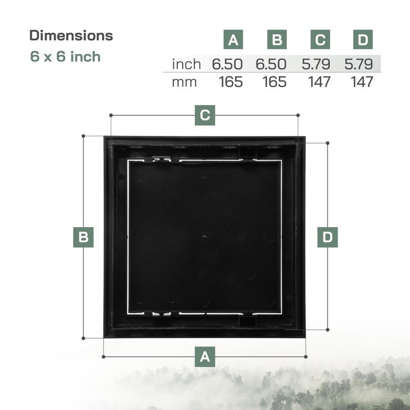 Vent Systems 6" x 6" Inch Anthracite Plastic Access Panel