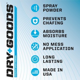 Dry Goods Original Athletic Spray Powder 5.4oz - Stay Dry & Fresh, Absorbs Moisture, Reduces Chafing and Blisters, No Powder Mess, Long-Lasting Sweat and Odor Control, Made in The US