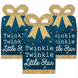 Big Dot of Happiness Twinkle Twinkle Little Star - Square Favor Gift Boxes - Baby Shower or Birthday Party Bow Boxes - Set of 12