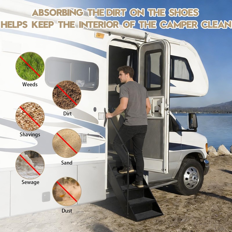 DGSL 4 Pack RV Step Covers, 24"x7.5" Self-Adhesive RV Stair