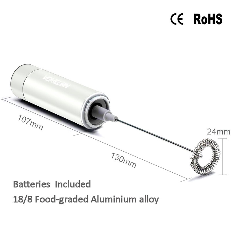 Electric Milk Frother Handheld,Travel Coffee Drink Mixer Batteries Included, 304