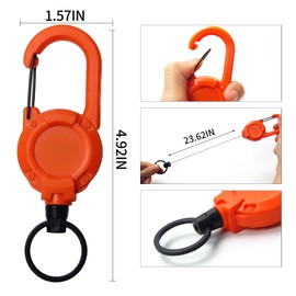 Heavy Duty Carabiner Badge Holder with Retractable Clip,Multitool Tactical ID Badge Reel with 23.6” Steel Retractable Cord for Men and Women(Orange 2 Pack)