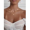Gold Pearl Necklace for Women, 14K Gold Plated Layered Daisy