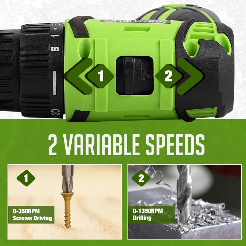 16.8V Cordless Drill, DEGLASERS Electric Power Drill with Battery and