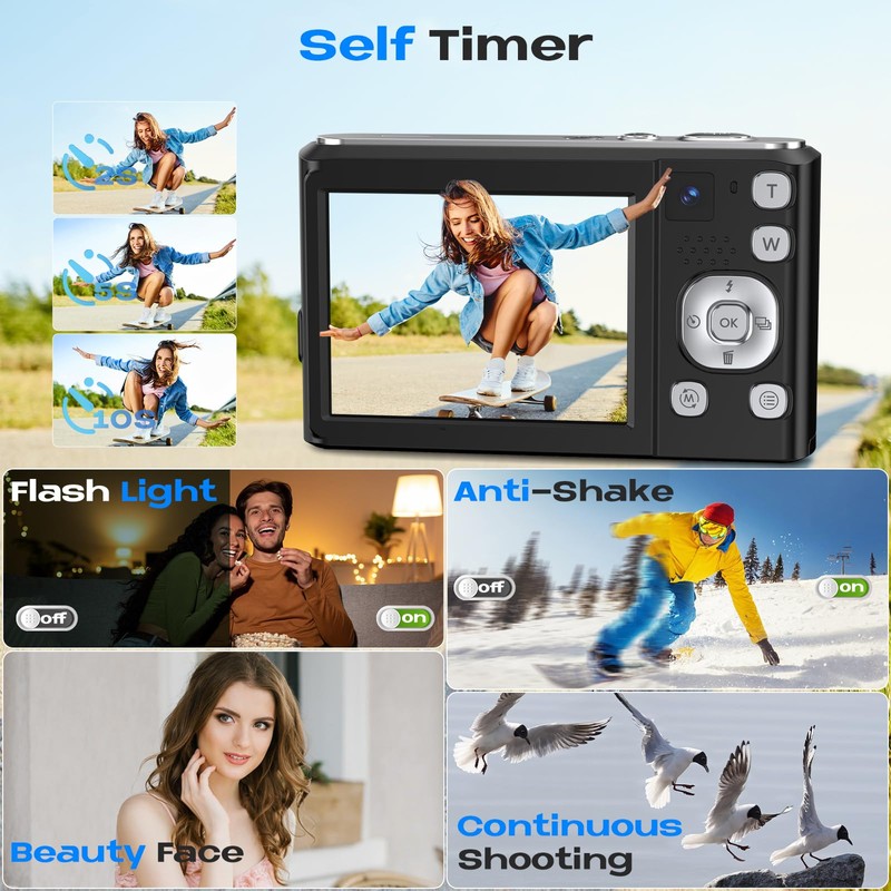 Digital Camera,Bofypoo 4K Autofocus Vlogging Camera with 32G Memory Card