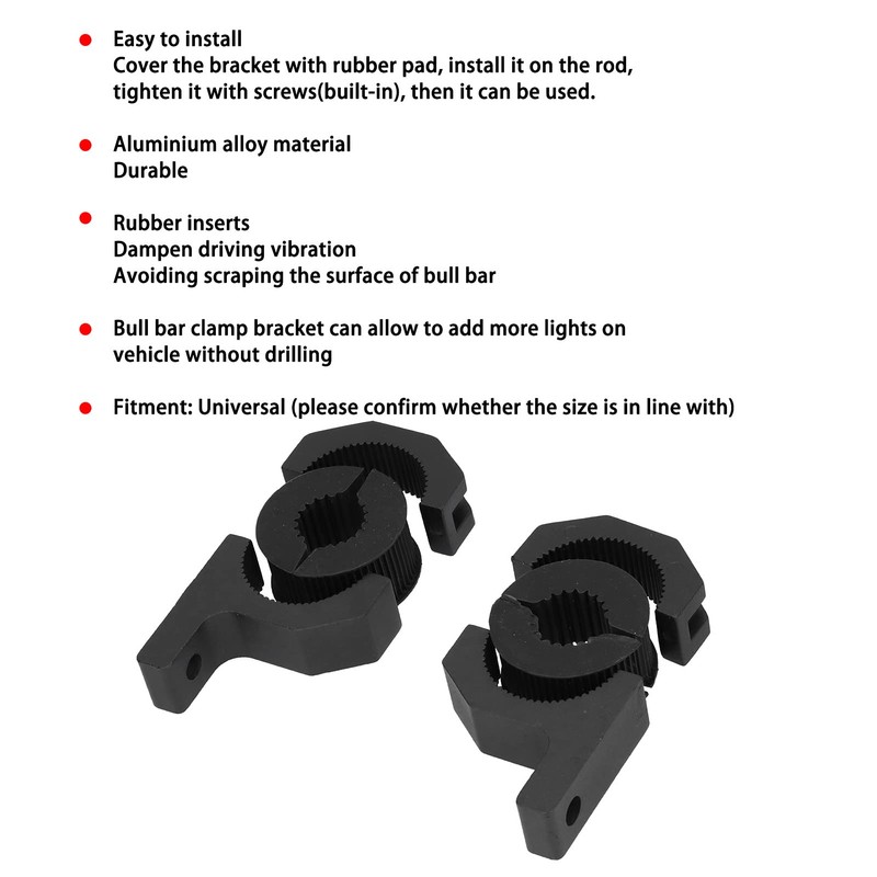 4 Pcs 25‑40mm Bull Bar Clamp Bracket, Roll Cage Light