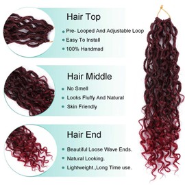 8 Packs Goddess Locs Crochet Hair for Black Women, Faux Locs with Curly Ends, Boho Style Locs, River Locs Crochet Hair, Lightweight & Natural-Looking Synthetic Hair Extensions (14 Inch, TBUG#,)