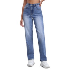 ONESO Straight Leg Jeans for Women High Waist Stretch Relaxed Fit Boyfriend Women's Jeans Denim Pants Blue 29