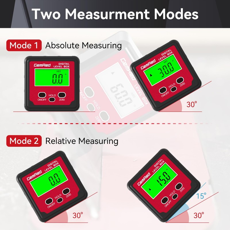 GemRed Digital Protractor with Magnetic Base LCD Digital Spirit Level