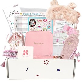 Kit para la primera menstruación para niñas | 22 piezas para la primera menstruación de niñas | Regalo para la primera menstruación de adolescentes con bolsa para guardar compresas, toalli
