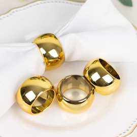 12 pcs Gold Acrylic Napkin Rings - for Wedding Party Events Restaurant Catering Tableware Dinner Kitchen Home