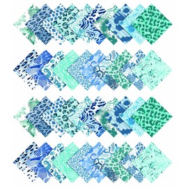Soimoi 40Pcs Tie Dye Print Cotton Precut Fabrics for Quilting Craft Strips 2.5x42inches Jelly Roll - Blue