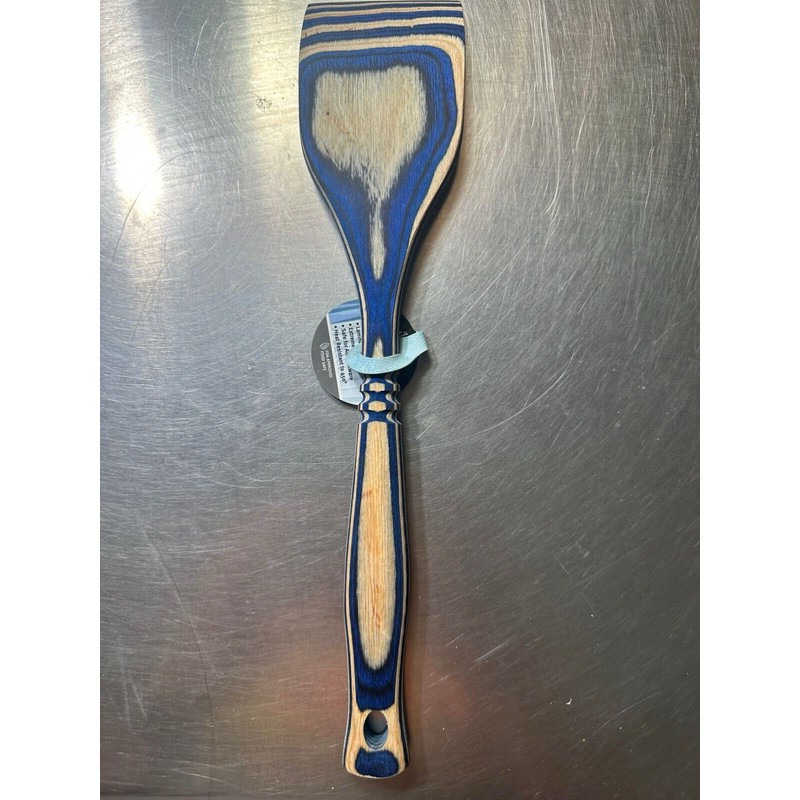 Island Bamboo Pakka Hardwood Spatula Blue And Tan Heat Resistant