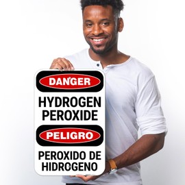 Sigo Signs, Danger Hydrogen Peroxide Bilingual OSHA Sign, 12x18 Inches, Rust Free .063 Aluminum, Fade Resistant, Made in USA