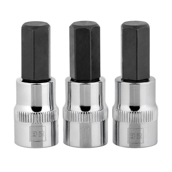 BRAZEN 11mm Hex Bit Socket/Allen Driver Three Pack (3/8" Drive,