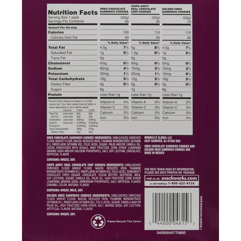 Nabisco Cookie Variety Pack, 60 Count