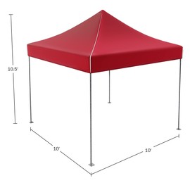 Canopy Tent Outdoor Party Shade, Instant Set Up and Easy Storage / Portable Carry Bag, Water Resistant Spacious Summer Cover 10x10 By Stalwart (Red)
