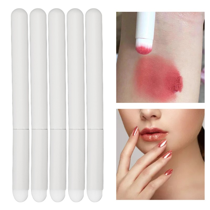 5Pcs Lip Brush Round Head Comfortable Artificial Fibre Makeup Tool