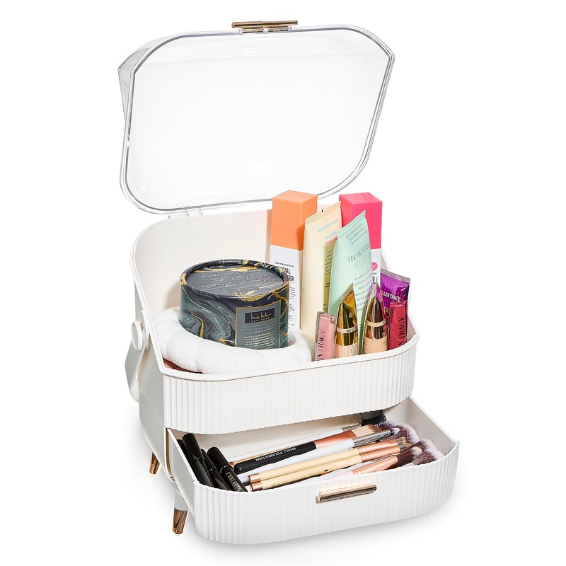 DwellStudio Dustproof Makeup Organizer for Cosmetics and Skincare - Stylish