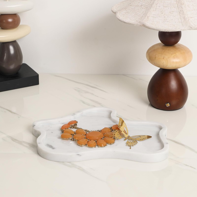 Carrara White Marble Tray, 11"X8" Vanity Decorative Marble Tray