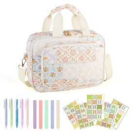 Bible Cover Case for Women, Large Quilted Bible Bag with Bible Study Supplies 5*Sticker & 5*Highlighter & 5*Pen, Stylish Church Bag Journaling Kit, Mothers Day Christian Gifts (Patchwork)