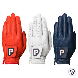 PUR3 Golf Men's Golf Glove 2.0, Cabretta Leather - 3 Pack (Red, White Blue), with Ball Marker Included for Right Handed and Left Handed Golfers (Small, Left)