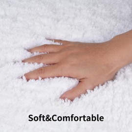 WCBSTT 3 Pieces Luxury Bathroom Rug Set with U-Shaped Toilet Rug, Non-Slip Rubber Bottom, Thick Microfiber Fluffy Plush, Water Absorption, Quick Dry, Ultra Soft, Bath Mats for Bathroom, Tub(White)