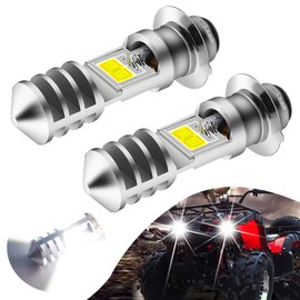 Vooda H6M LED Bulb AC/DC 12-48V P15D Hi-Lo Beam White 6000K LED Motorcycle Bulb for Ya maha ATV YF Z YF M Raptor Grizzly Ko diak Motorbike Tractor Scooter-2 Pack(Silver Shell)