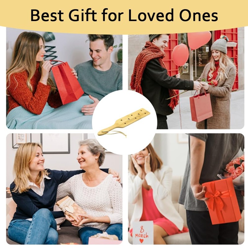 Aohcae Bamboo Wood Paddle Lightweight Wooden Paddle with Airflow Holes,