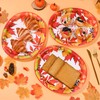 Elyxio 50 Pcs Fall Leaves Oval Paper Plates Happy Thanksgiving