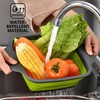 Square Collapsible Colander with Handles – Green Square Silicone Kitchen
