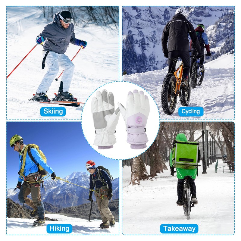 PATIKIL Winter Ski Snow Gloves, 1 Pair Waterproof Winter Warming